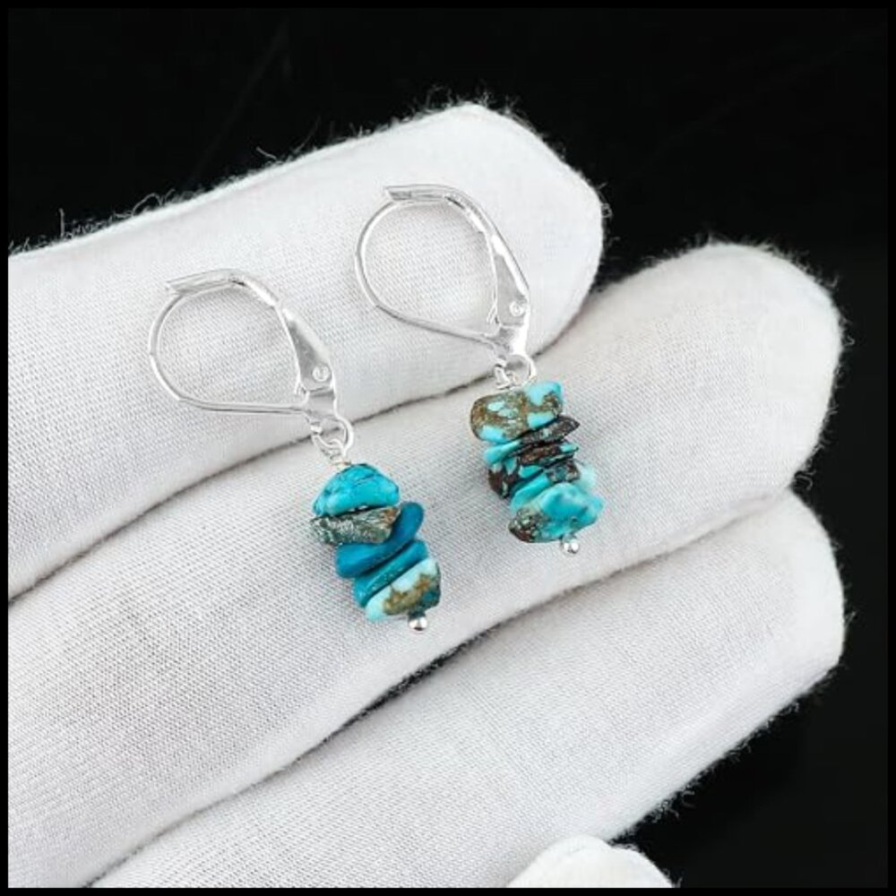 Handmade Boho Dangle Earrings Leverback Hook Hypoallergenic Silver Plated - Picture 4 of 7